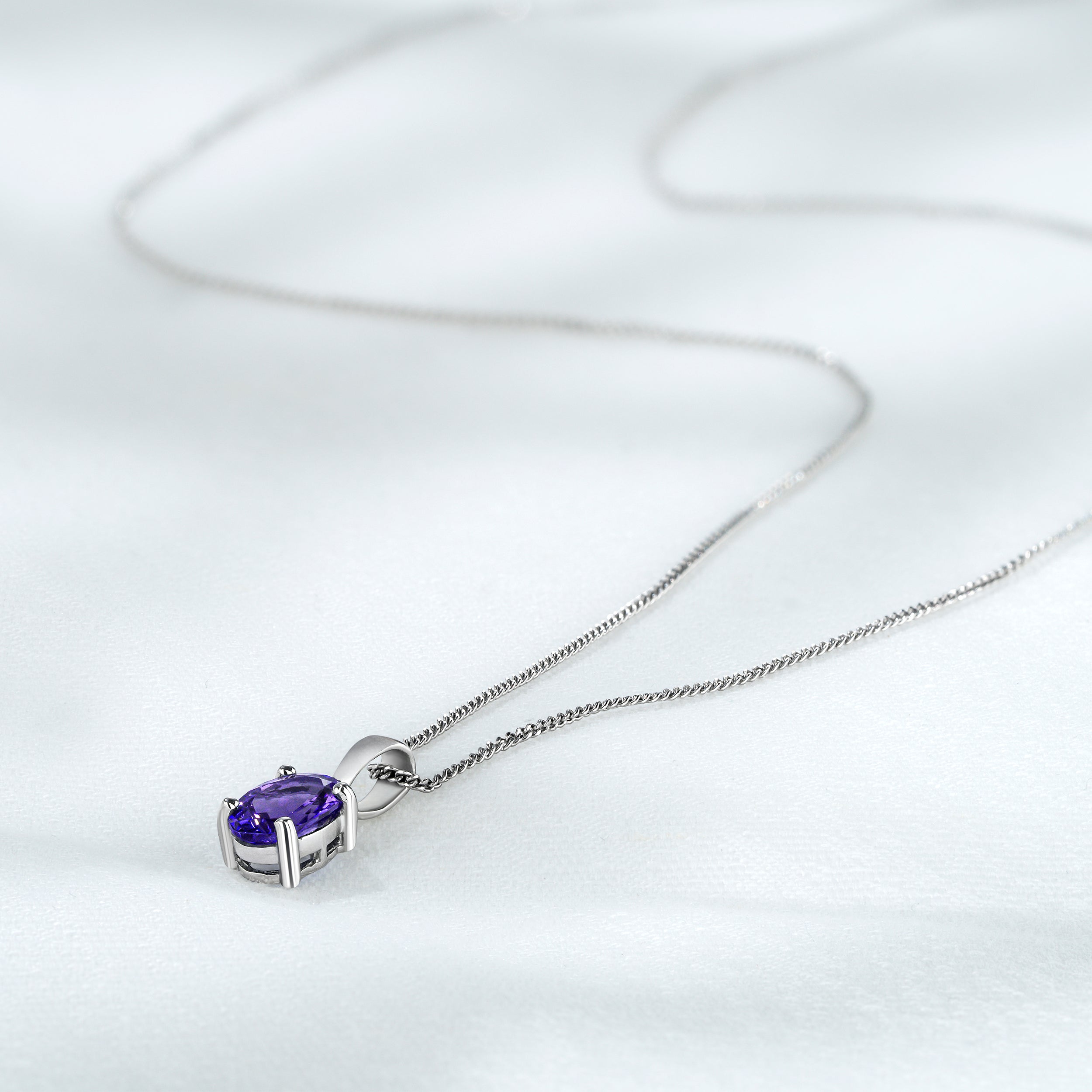 Tanzanite 7 x 5mm 925 Sterling Silver Pendant Necklace